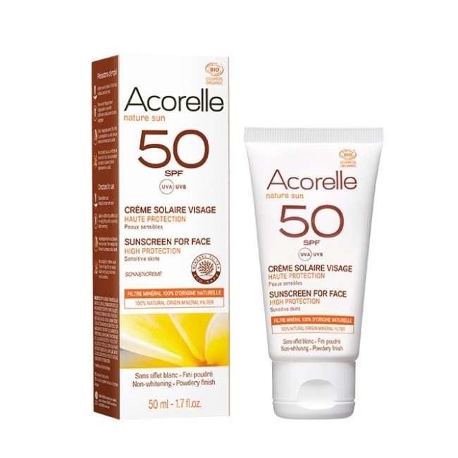 Vender protección solar natural crema facial SPF50 de Acorelle